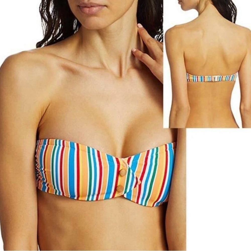 FINAL PRICE ONIA Allegra Colorful Bandeau Bikini Top Multicolor Stripe Strapless